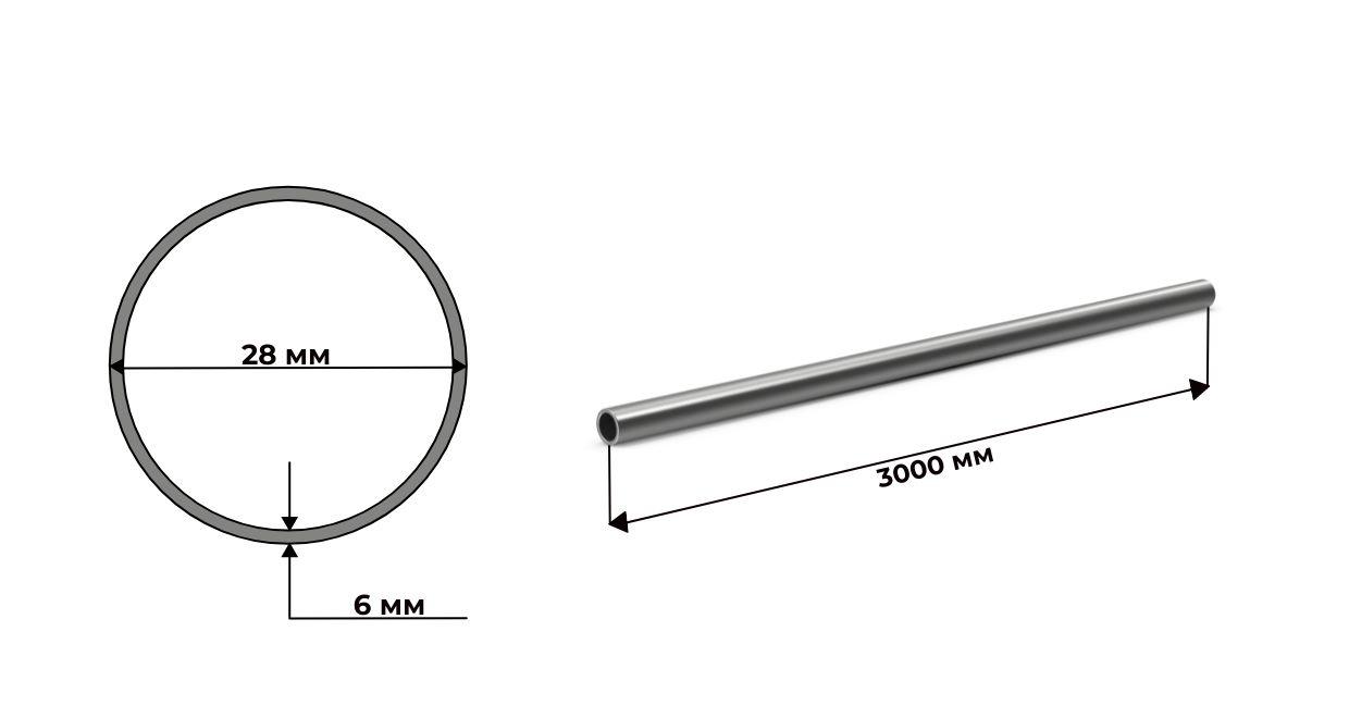 труба дюралевая Д16Т 28 мм толщина 6 мм