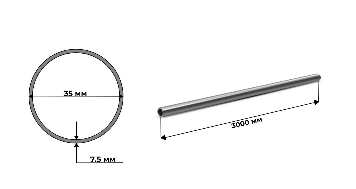 труба дюралевая 35x7.5 Д16Т