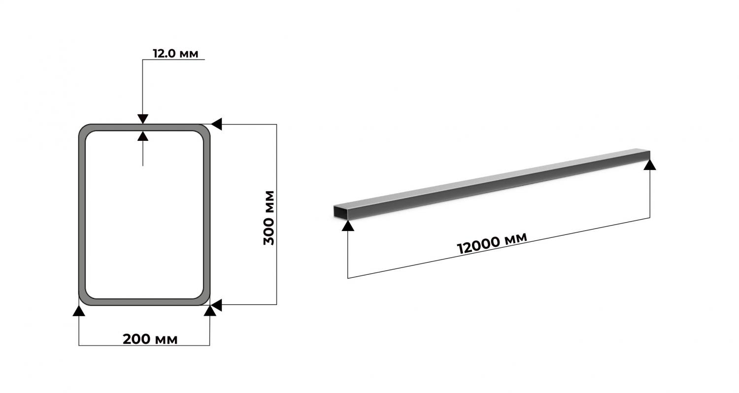 труба профильная прямоугольная 300х200х12