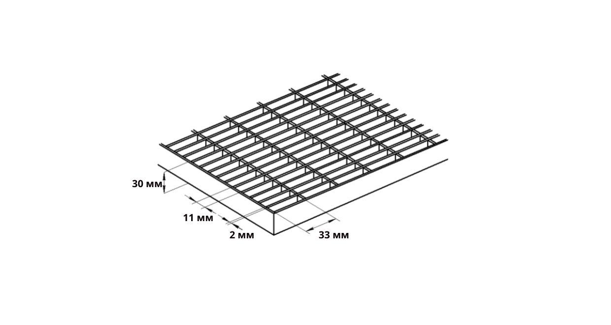 Прессованный решетчатый настил Р 33х11/30х2 мм Zn