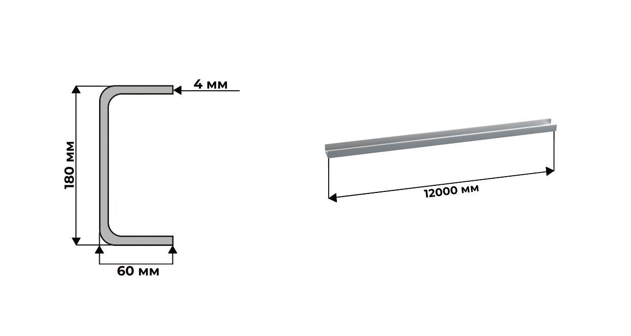 Швеллер гнутый 180x60x4