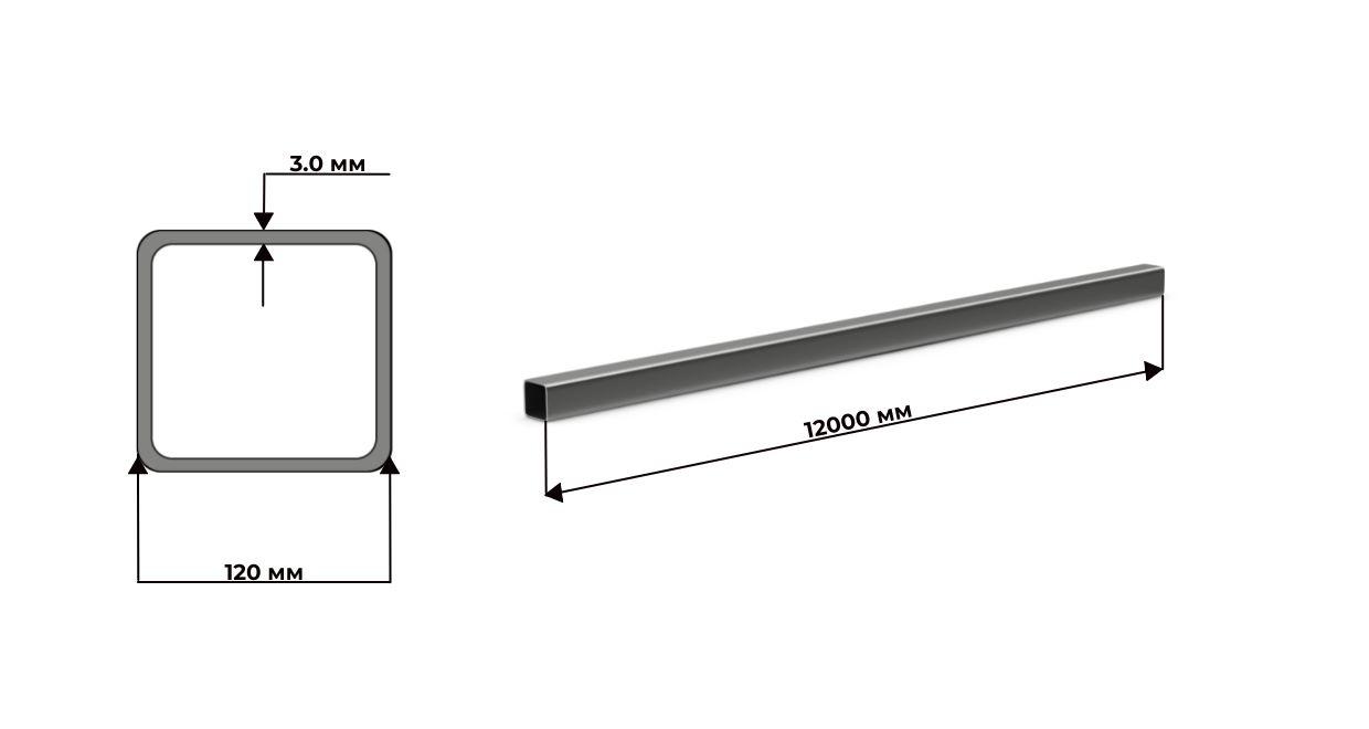 Труба профильная квадратная 120х120х3 дл.12м