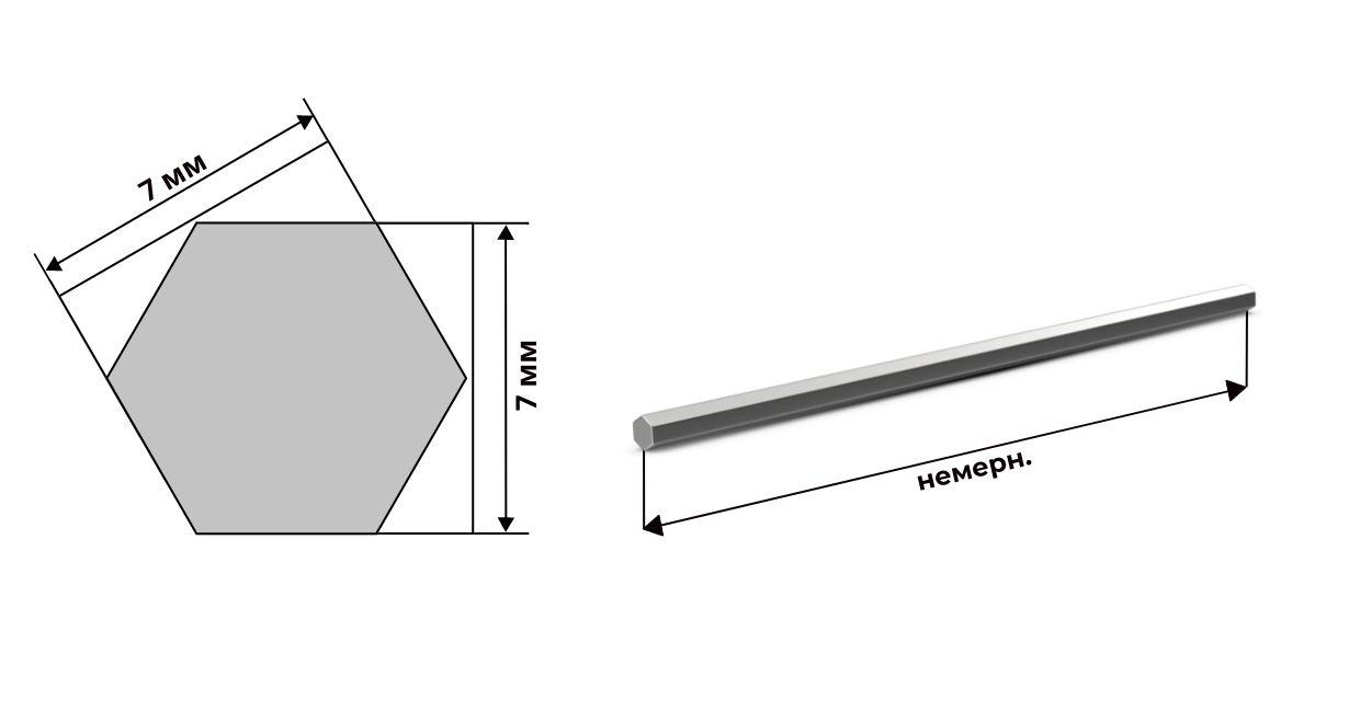 шестигранник стальной калиброванный 7 мм сталь А12