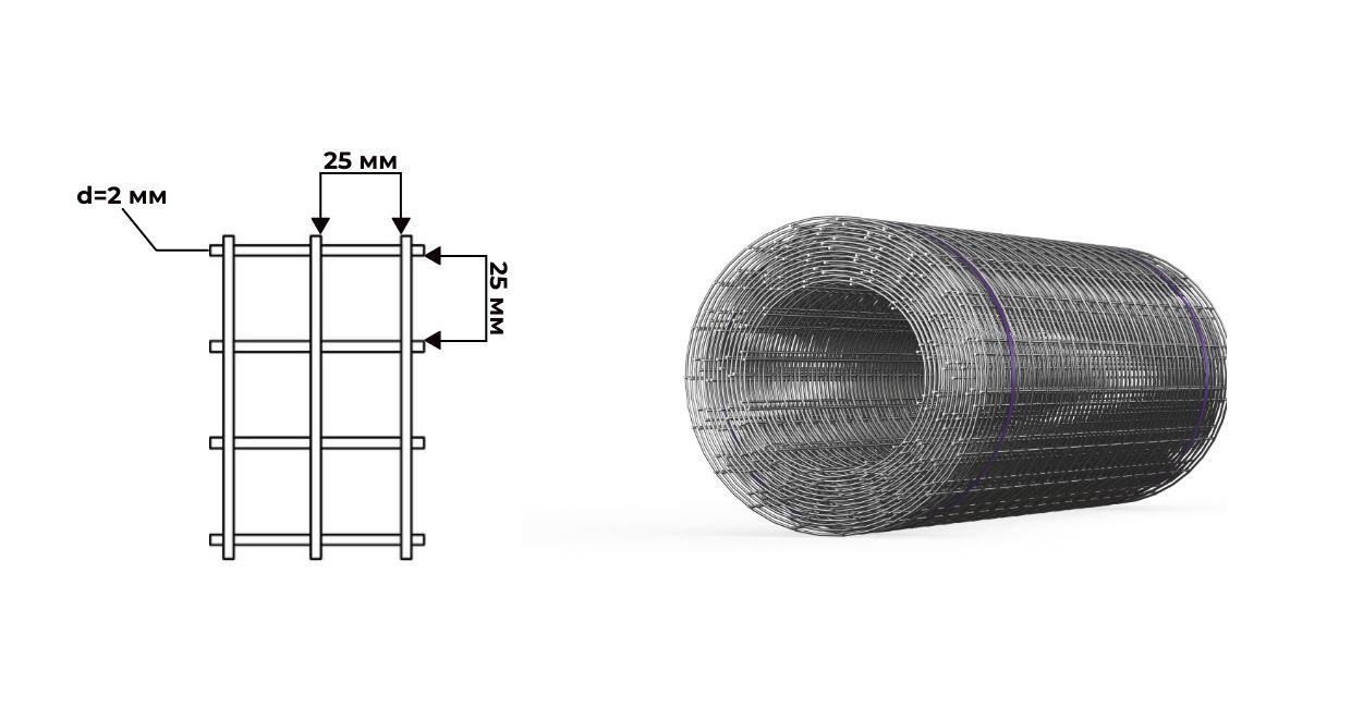 Сетка сварная 25х25x2 рул.