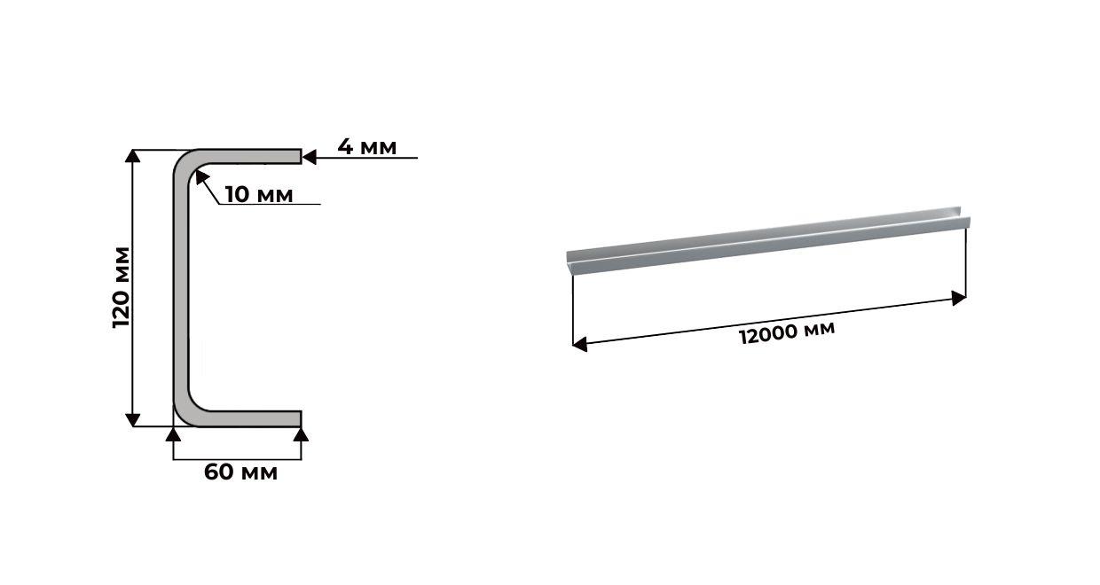 Швеллер гнутый 120x60x4