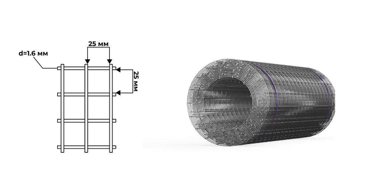 Сетка сварная 25х25x1.6 рул.