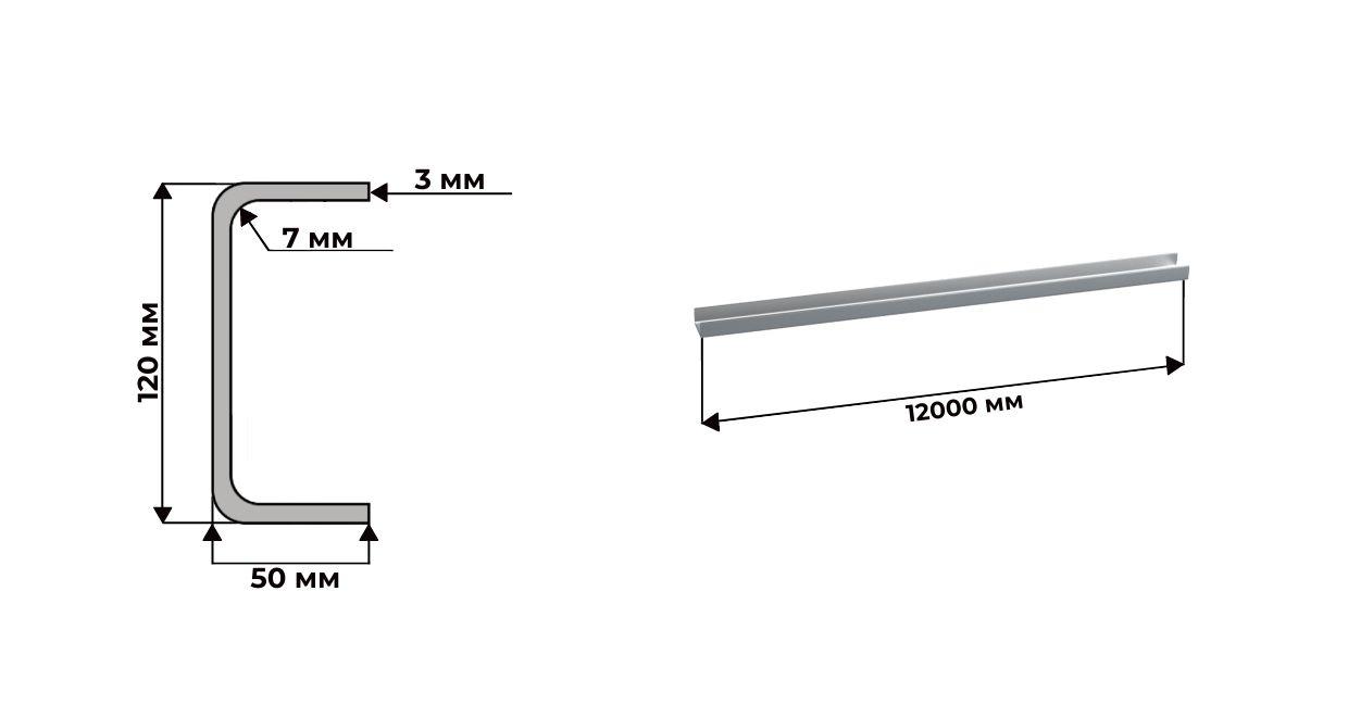 Швеллер гнутый 120x50x3