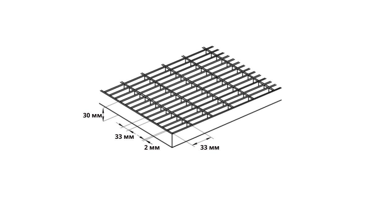 Прессованный решетчатый настил Р 33х33/30х2 мм Zn